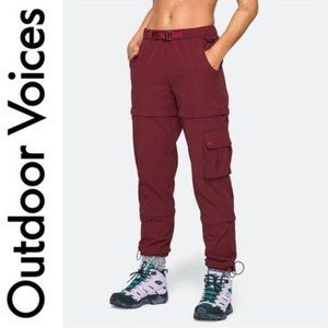 Outdoor Voices RecTrek Zip Off Pants in Maroon